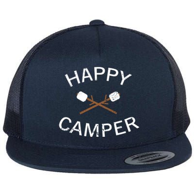 Happy Camper Gift Roasting Marshmallows Gift Flat Bill Trucker Hat