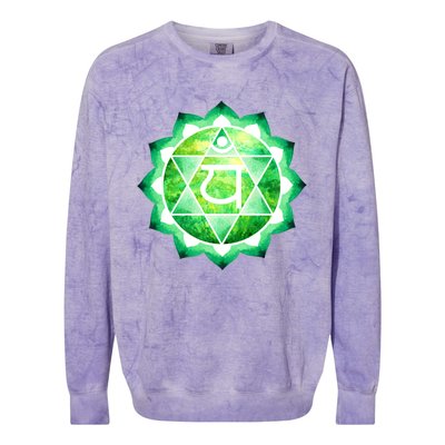 Heart Chakra Green Watercolor Lotus Dala Yoga Om Gift Colorblast Crewneck Sweatshirt