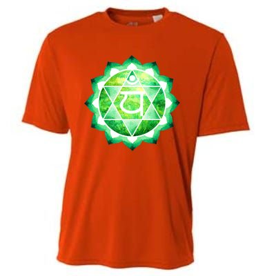 Heart Chakra Green Watercolor Lotus Dala Yoga Om Gift Cooling Performance Crew T-Shirt