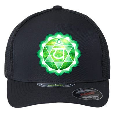 Heart Chakra Green Watercolor Lotus Dala Yoga Om Gift Flexfit Unipanel Trucker Cap