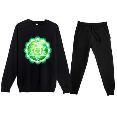 Heart Chakra Green Watercolor Lotus Dala Yoga Om Gift Premium Crewneck Sweatsuit Set