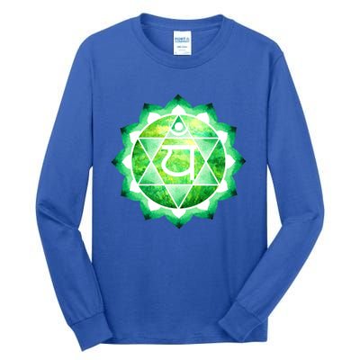 Heart Chakra Green Watercolor Lotus Dala Yoga Om Gift Tall Long Sleeve T-Shirt