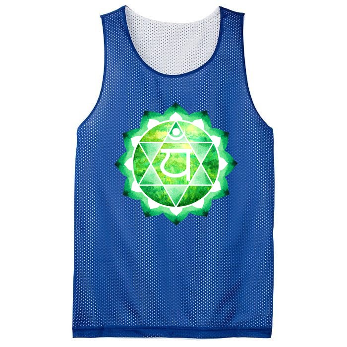 Heart Chakra Green Watercolor Lotus Dala Yoga Om Gift Mesh Reversible Basketball Jersey Tank