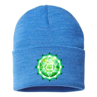 Heart Chakra Green Watercolor Lotus Dala Yoga Om Gift Sustainable Knit Beanie