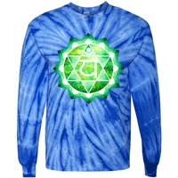 Heart Chakra Green Watercolor Lotus Dala Yoga Om Gift Tie-Dye Long Sleeve Shirt