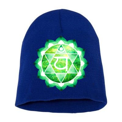 Heart Chakra Green Watercolor Lotus Dala Yoga Om Gift Short Acrylic Beanie