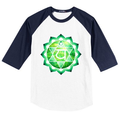 Heart Chakra Green Watercolor Lotus Dala Yoga Om Gift Baseball Sleeve Shirt