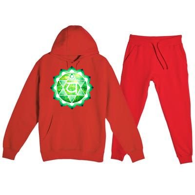 Heart Chakra Green Watercolor Lotus Dala Yoga Om Gift Premium Hooded Sweatsuit Set