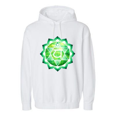 Heart Chakra Green Watercolor Lotus Dala Yoga Om Gift Garment-Dyed Fleece Hoodie