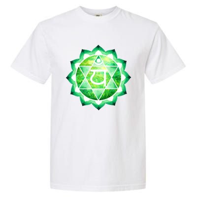 Heart Chakra Green Watercolor Lotus Dala Yoga Om Gift Garment-Dyed Heavyweight T-Shirt