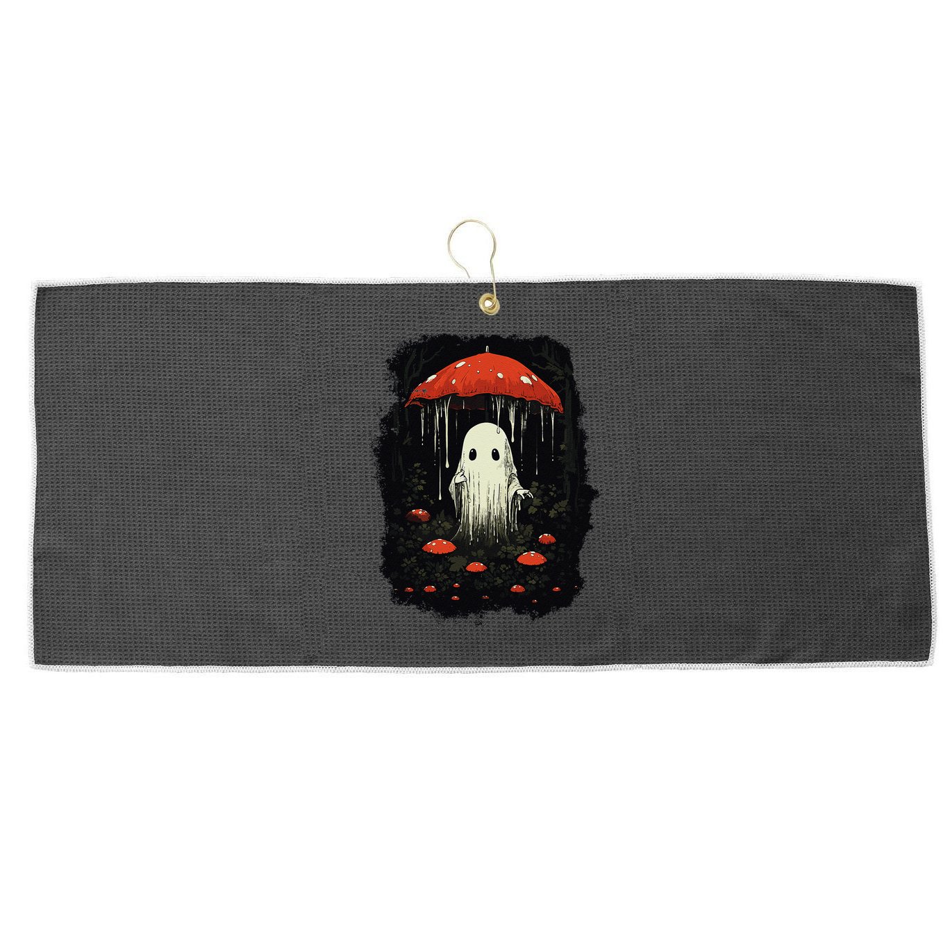 Halloween Cottagecore Ghost Mushroom Spooky Large Microfiber Waffle Golf Towel