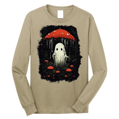 Halloween Cottagecore Ghost Mushroom Spooky Long Sleeve Shirt