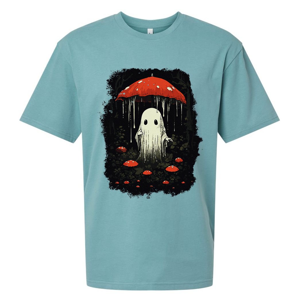 Halloween Cottagecore Ghost Mushroom Spooky Sueded Cloud Jersey T-Shirt