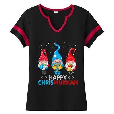 Happy Chrismukkah Gnomes Christmas Hanukkah Jewish Holiday  Ladies Halftime Notch Neck Tee