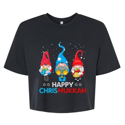 Happy Chrismukkah Gnomes Christmas Hanukkah Jewish Holiday  Bella+Canvas Jersey Crop Tee