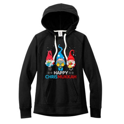 Happy Chrismukkah Gnomes Christmas Hanukkah Jewish Holiday  Women's Fleece Hoodie