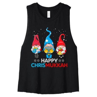 Happy Chrismukkah Gnomes Christmas Hanukkah Jewish Holiday  Women's Racerback Cropped Tank