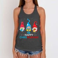 Happy Chrismukkah Gnomes Christmas Hanukkah Jewish Holiday  Women's Knotted Racerback Tank