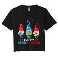 Happy Chrismukkah Gnomes Christmas Hanukkah Jewish Holiday  Women's Crop Top Tee