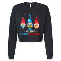 Happy Chrismukkah Gnomes Christmas Hanukkah Jewish Holiday  Cropped Pullover Crew