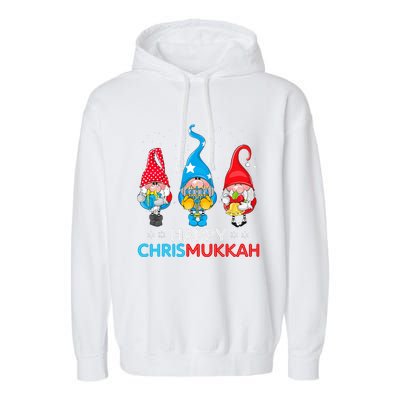 Happy Chrismukkah Gnomes Christmas Hanukkah Jewish Holiday  Garment-Dyed Fleece Hoodie