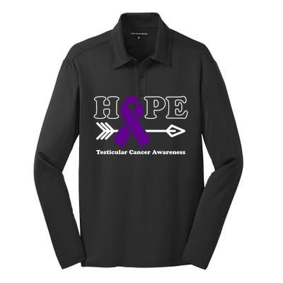 Hope Cool Gift Testicular Cancer Awareness Purple Ribbon Funny Gift Silk Touch Performance Long Sleeve Polo