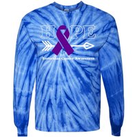 Hope Cool Gift Testicular Cancer Awareness Purple Ribbon Funny Gift Tie-Dye Long Sleeve Shirt