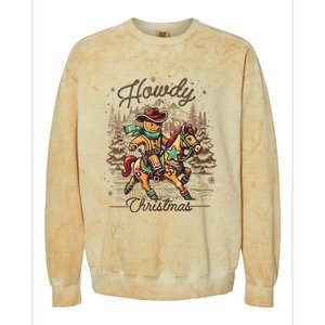 Howdy Christmas Gingerbread Man Cowboy Ride Horse Western Colorblast Crewneck Sweatshirt