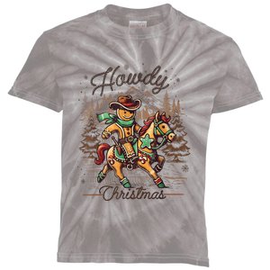 Howdy Christmas Gingerbread Man Cowboy Ride Horse Western Kids Tie-Dye T-Shirt