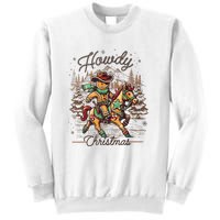 Howdy Christmas Gingerbread Man Cowboy Ride Horse Western Sweatshirt