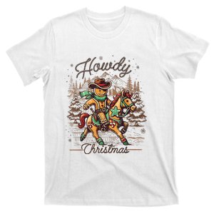 Howdy Christmas Gingerbread Man Cowboy Ride Horse Western T-Shirt