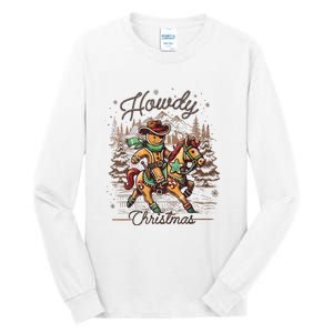 Howdy Christmas Gingerbread Man Cowboy Ride Horse Western Tall Long Sleeve T-Shirt