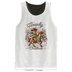 Howdy Christmas Gingerbread Man Cowboy Ride Horse Western Mesh Reversible Basketball Jersey Tank