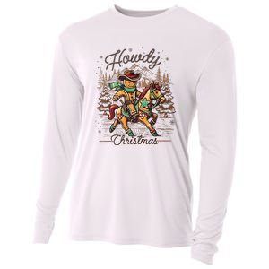 Howdy Christmas Gingerbread Man Cowboy Ride Horse Western Cooling Performance Long Sleeve Crew