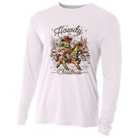 Howdy Christmas Gingerbread Man Cowboy Ride Horse Western Cooling Performance Long Sleeve Crew