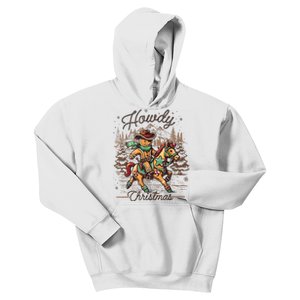 Howdy Christmas Gingerbread Man Cowboy Ride Horse Western Kids Hoodie