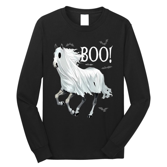 Horse Cosplay Ghost Boo Horse Ghost Halloween Long Sleeve Shirt