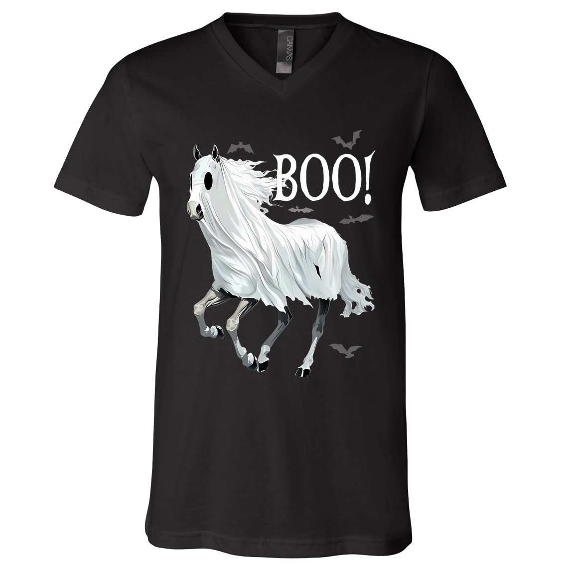 Horse Cosplay Ghost Boo Horse Ghost Halloween V-Neck T-Shirt