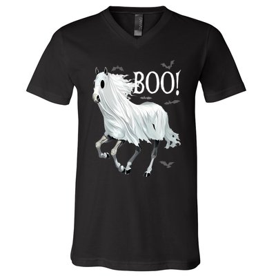 Horse Cosplay Ghost Boo Horse Ghost Halloween V-Neck T-Shirt