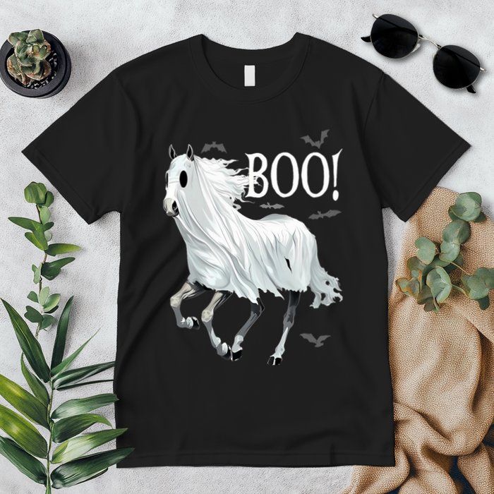 Horse Cosplay Ghost Boo Horse Ghost Halloween Premium T-Shirt