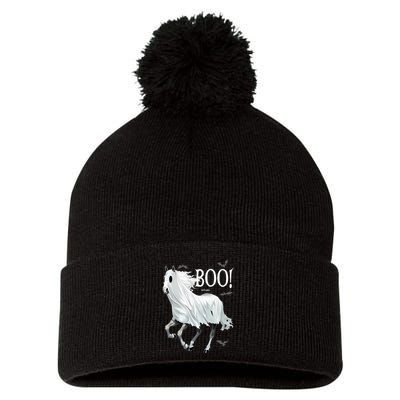 Horse Cosplay Ghost Boo Horse Ghost Halloween Pom Pom 12in Knit Beanie