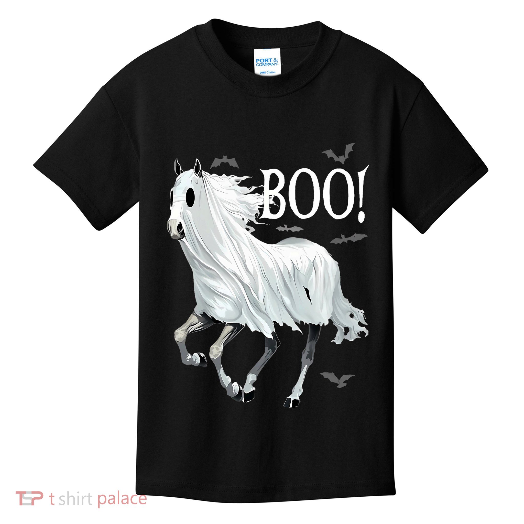 Horse Cosplay Ghost Boo Horse Ghost Halloween Kids T-Shirt