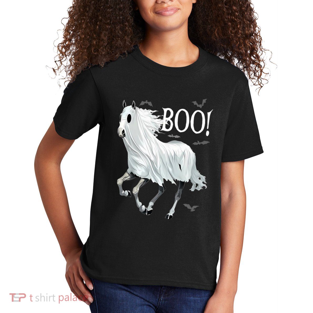 Horse Cosplay Ghost Boo Horse Ghost Halloween Kids T-Shirt
