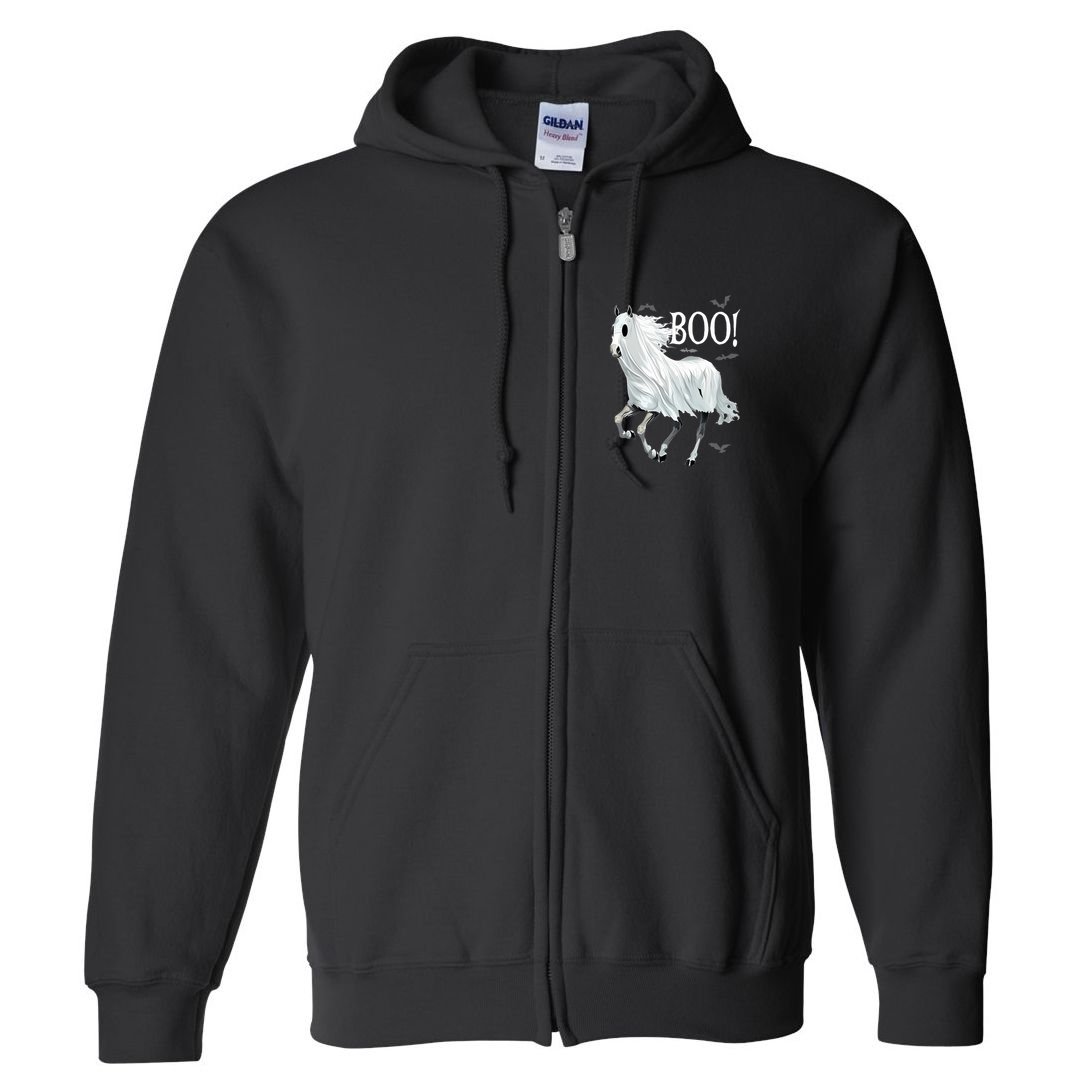 Horse Cosplay Ghost Boo Horse Ghost Halloween Full Zip Hoodie