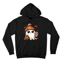 Halloween Cute Ghost Drinking Coffee Ghost Ice Gift Hoodie