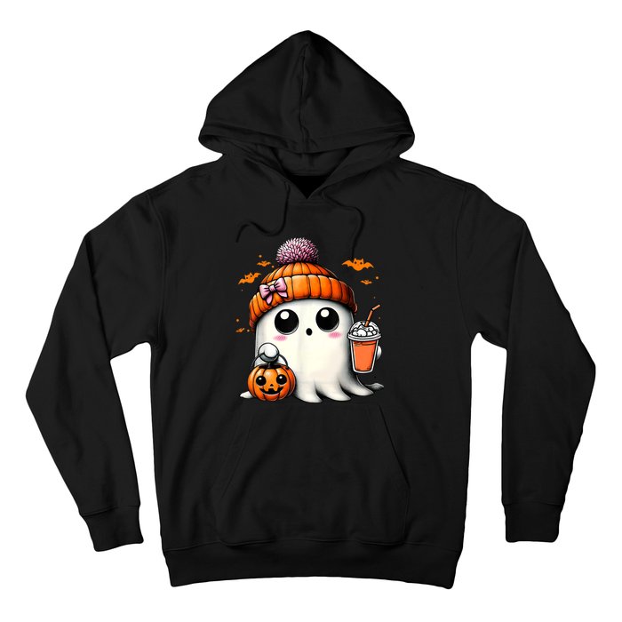 Halloween Cute Ghost Drinking Coffee Ghost Ice Gift Hoodie