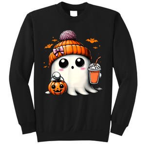 Halloween Cute Ghost Drinking Coffee Ghost Ice Gift Sweatshirt