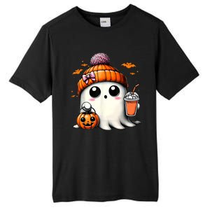 Halloween Cute Ghost Drinking Coffee Ghost Ice Gift Tall Fusion ChromaSoft Performance T-Shirt