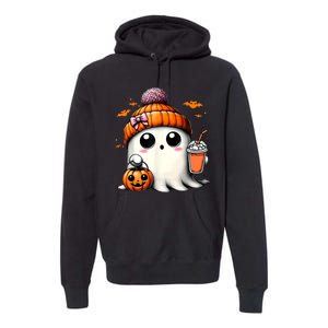 Halloween Cute Ghost Drinking Coffee Ghost Ice Gift Premium Hoodie