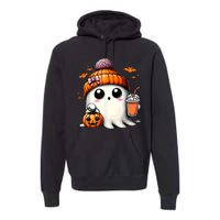 Halloween Cute Ghost Drinking Coffee Ghost Ice Gift Premium Hoodie